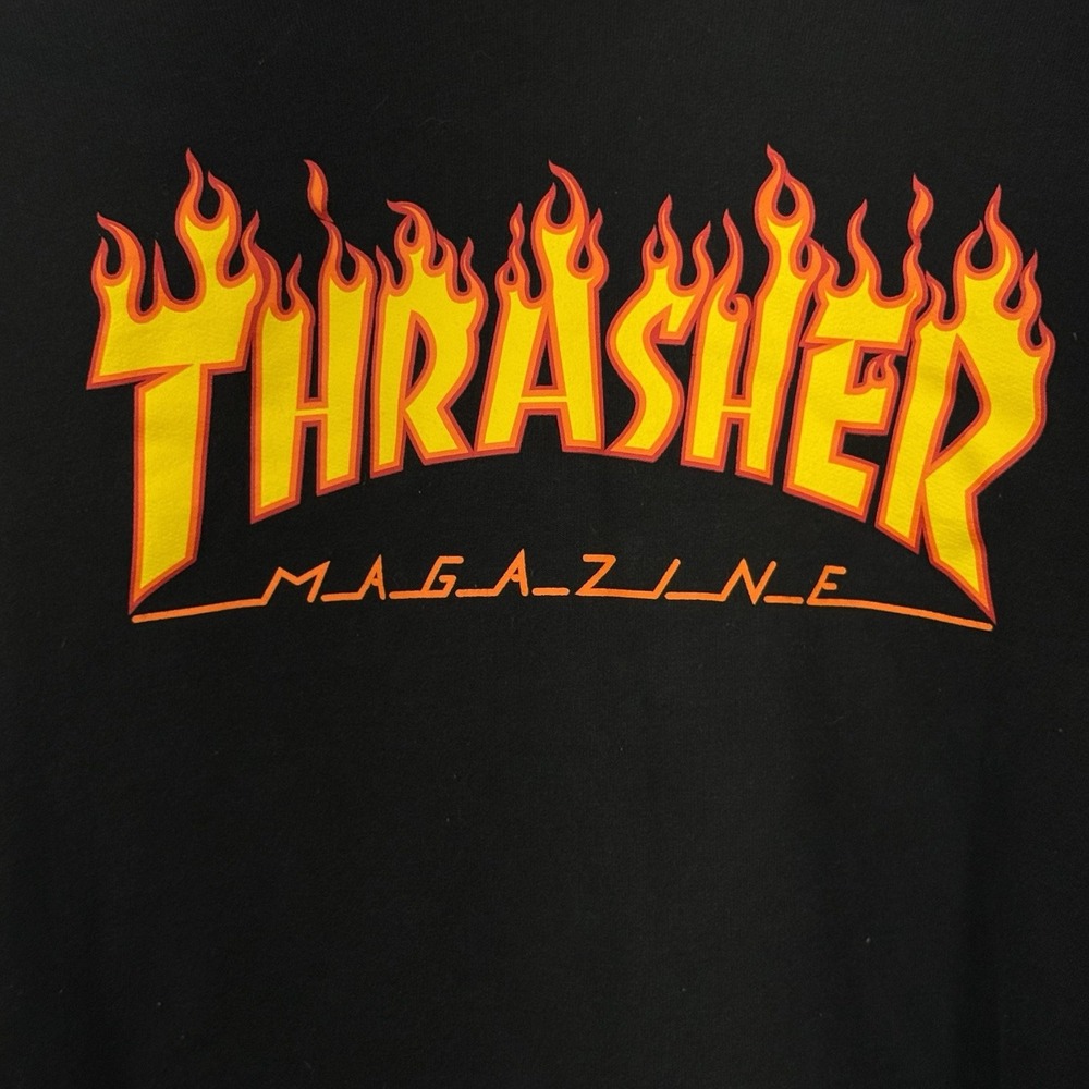 Thrasher‎ Magazine Flame Logo Hoodie Black Men's Medium San Francisco Skate